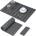 Large Stone Dish Drying Mat for Kitchen Counter,2 PCS Quick Dry Stone Mats,Foldable Water Absorbing Diatomaceous Drying Pad for Countertop Bottles Utensils Cups (Flow Line Dark Gray 24"x16" & 8"x4")