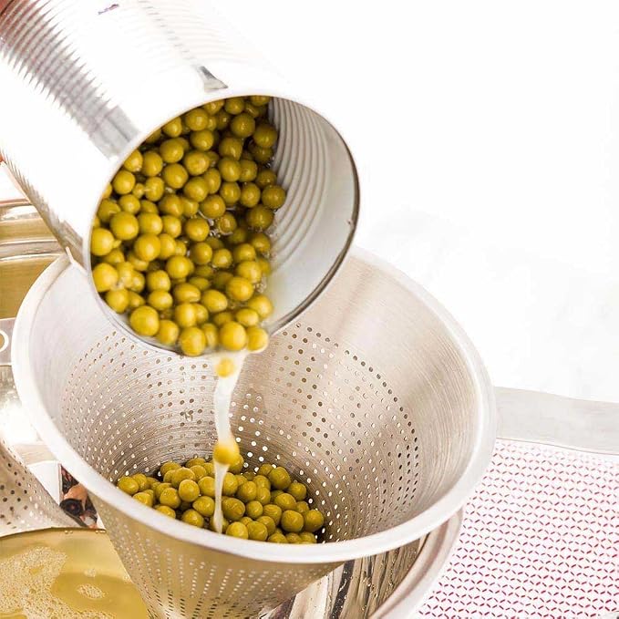 Restaurantware-Met Lux 14.75 Inch x 6 Inch x 7 Inch Cone Strainer, 1 With Hook Steel Strainer - Cone-Shaped, Ergonomic, Stainless Steel China Cap Strainer, For Straining Seeds, Beans, Sauces And More