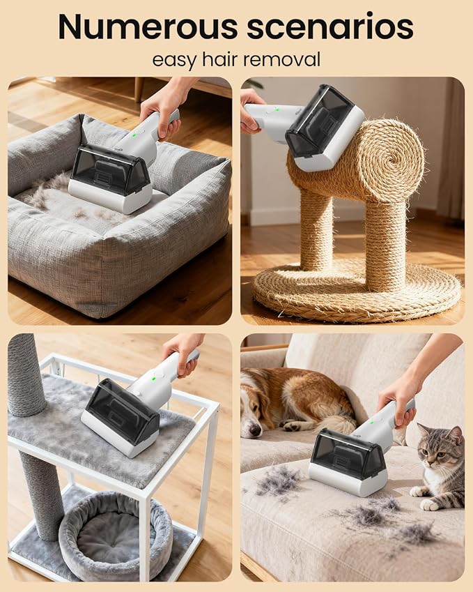 Misfans Electric Pet Hair Removal Tool,2025-Upgrade Cat&Dog Hair Vacuum & Lint Rollers Remover,Automatic Portable Hair Tool for Indoor and Outdoor,Cat Bed,Climbing Frame,Board,Carpet,Mats,Car Mats