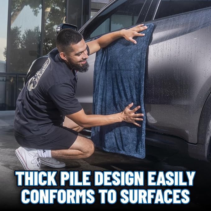 Chemical Guys, Megalodon Twisted Loop Microfiber Drying Towel, 24 x 36 in | Twisted-loop microfiber holds more water than standard towels, ultra-plush and gentle for drying the whole car