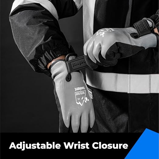 toolant 100% Waterproof Winter Work Gloves, Thermal Insulation with Grip | Touchscreen, Freezer Work for Men and Women, Cold Weather Work & Outdoor Tasks, Grey, X-Large