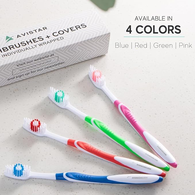 Avistar Bulk Toothbrushes Pack - 148 Individually Wrapped for Travel, Hotels, Relief Missions, and Donations - Disposable Toothbrush Pack Adults and Kids - Red, Blue, Green, Pink