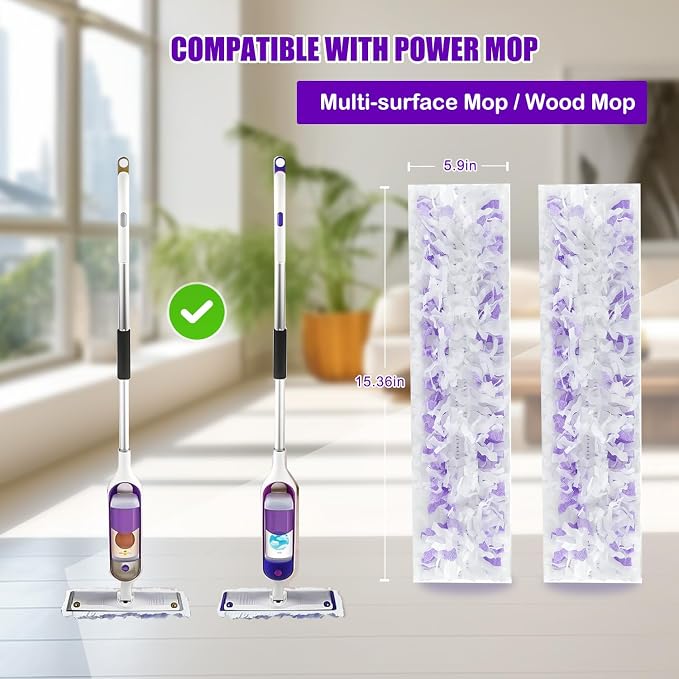 30 Count Power Mop Pads Refills for Swiffer PowerMop Multi-Surface Mopping Pad Disposable Replacement Compatible with PowerMop, Safe on All Finished Floors