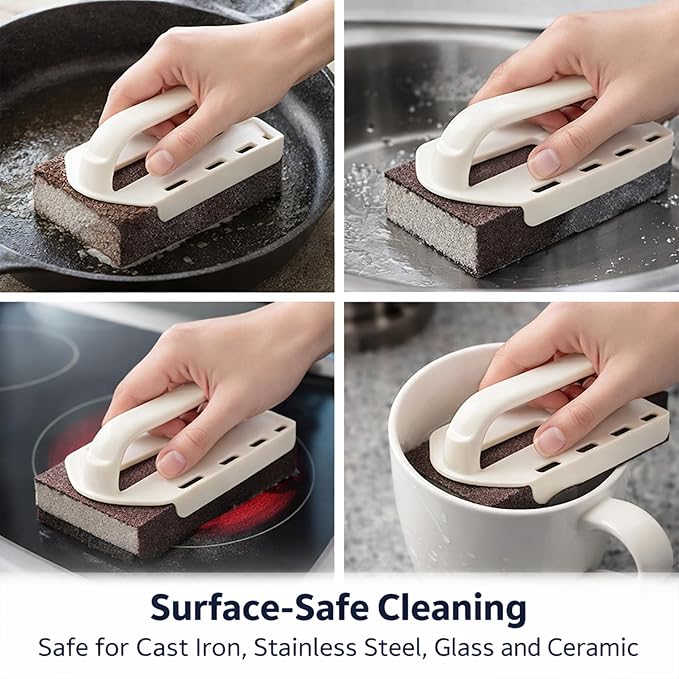 Magic Cleaning Sponge, Heavy Duty Nano Carbide Cleaning Sponge for Pots & Pans, Rust Remover & Descaling Eraser with Handle, Bulk Pack of Magic Cleaning Sponge Scrubber (20 Pcs)
