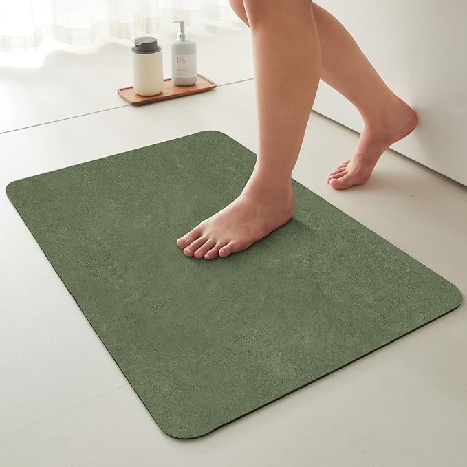 TYUU Bathroom Mat Quick Dry, Bathroom Rugs Non Slip Washable Thin Absorbent Bath Mat Fits Under Door Bathroom Floor Mat Perfect for Bath, Shower, or Sink 24"x36" Sage Green