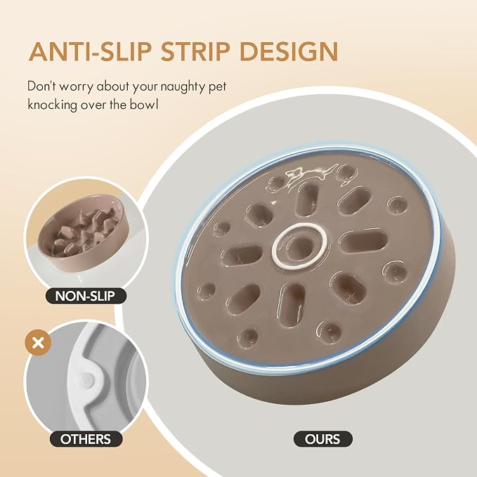 Havniva Dog Bowls Slow Feeder, Ceramic Slow Feeder Dog Bowls for Fast Eater | 0.9 Cups Dog Food Bowl Puzzle Feeder, Slow Feeding Bowls for Small Breed, Non-Slip Base, Anti-Choking