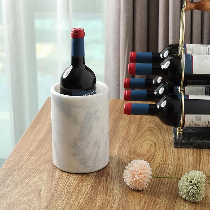 BCS Marble Wine Bottle Chiller - Versatile Wine Chillers for Bottles - Applicable to Kitchen Utensil Holder/Makeup Brush Holder/Pen Holder for desk That Also Serves as Lamp Shade