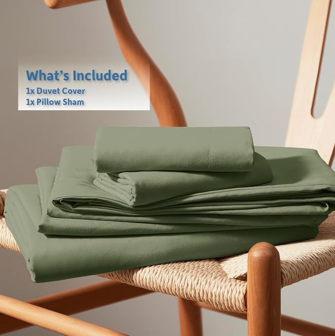 Nestl Twin Duvet Cover Set - Soft Double Brushed Olive Green Duvet Cover Twin XL, 2 Piece, with Button Closure, 1 Duvet Cover 68x90 inches and 1 Pillow Sham