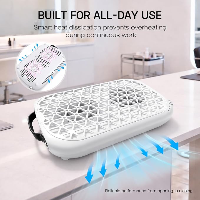 Nail Dust Collector with 30 Sheets Filter Paper, Strong Suction & Low Noise | 1600PA Dual-Turbo Suction Removes Nail Dust Efficiently. With Disposable Filter Papers for Easy Cleaning. 5 Adjustable Level