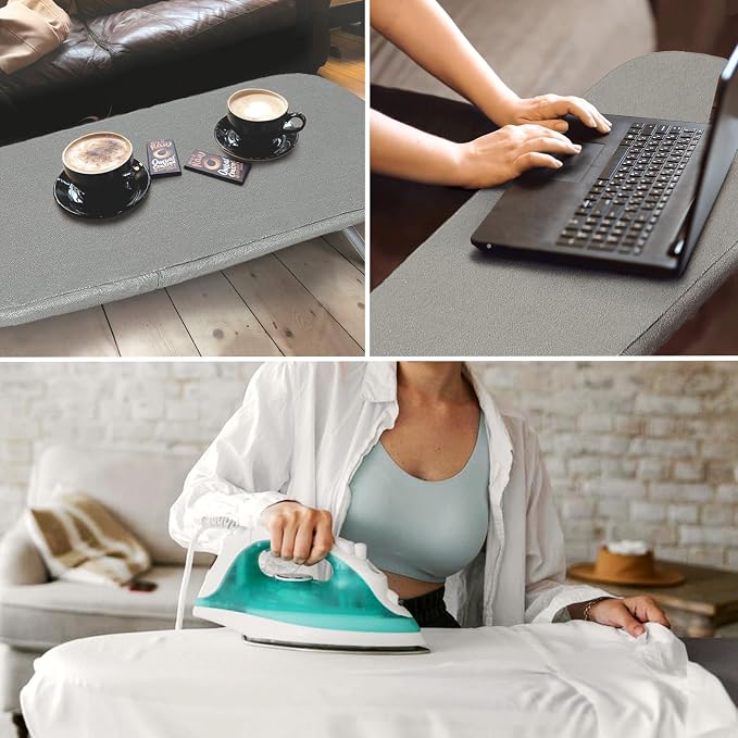 Tabletop Ironing Board with Iron Rest 31"x12" Grey | BlissBoard Small Foldable Mini Compact Iron Table, Heat Resistant Cover for Dorms, Apartment and Travel
