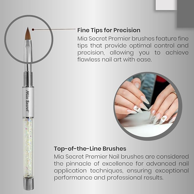 Mia Secret PREMIER NAIL BRUSHES 100% Kolinsky Hair MADE IN USA Prenium Nail Art Brushes (Silver, 4 OR (3D))