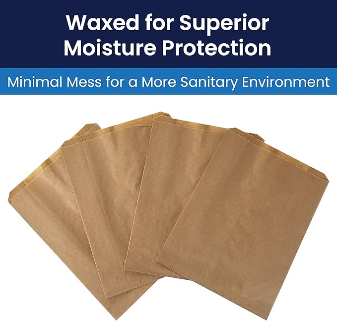 Hospeco KL Waxed Kraft Receptacle Liner Bags,Moisture-Resistant Feminine Hygiene Waste Bags, Fits Sanitary Disposal Units, 7.5 x 10.5 x 3 in (Pack of 1000)