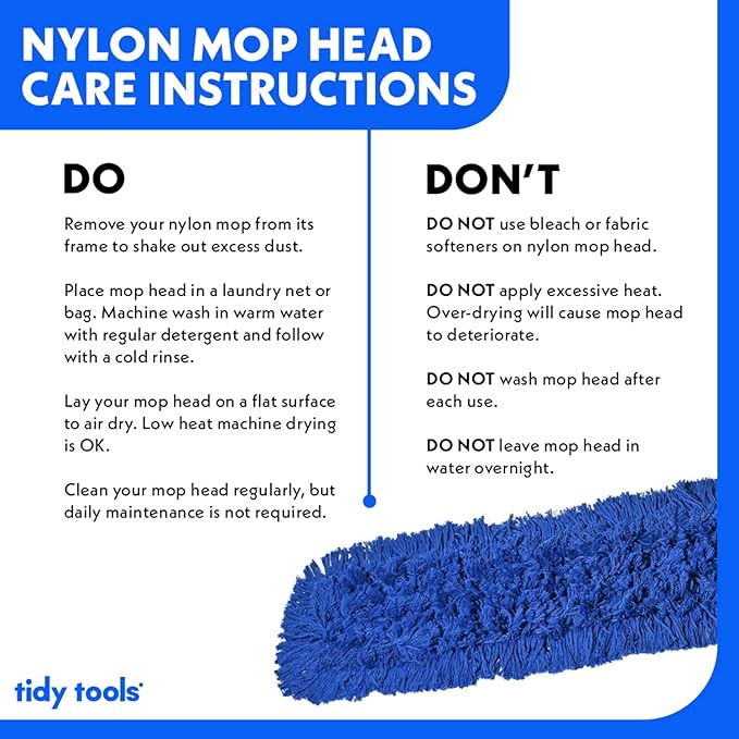 Commercial Dust Mop Replacement Head – 60 x 5 in. Cotton Nylon Reusable Mop Head – Industrial Dust Mop Refill for Floor Cleaning & Janitorial Supplies, Blue