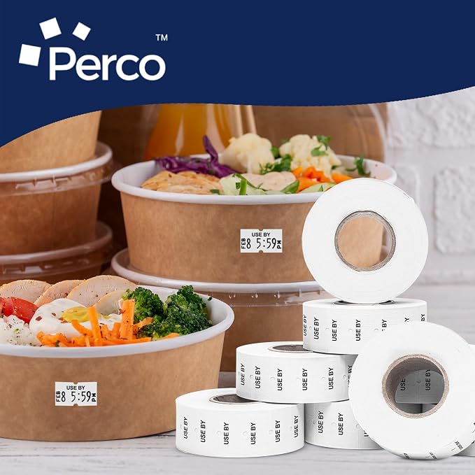 Perco 1 Line USE BY Labels - 80,000 "USE BY Labels for Perco 1 Line Date Guns - 80 Rolls, 10 Sleeves - Made in USA