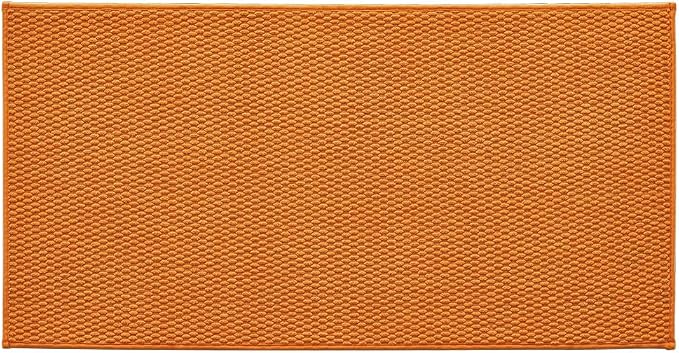 TYUU Bathroom Rugs Non Slip Washable, Super Absorbent Thin Bath Mat Quick Dry Low Pile Bathroom Rug, Orange 24"x47"