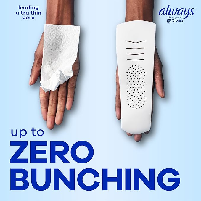 Always Infinity Feminine Pads for Women, Size 1 Regular, with Wings, unscented, 108ct
