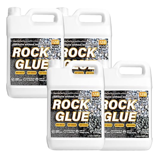 4 Gallon Rock Glue & Mulch Binder - Concentrated Sprayer-Ready Landscape Adhesive for Pea Gravel, Pebbles, and Stone | Strong Gravel Lock for Walkways, Patios & Erosion Control