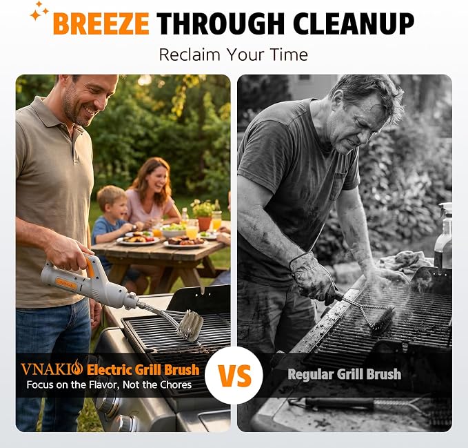 Electric Grill Brush BBQ Cleaner - Grill Cleaner, Grill Brush for Outdoor Grill, BBQ Grill Brush, 940 RPM Electric Grill Cleaner, 3 Speed Modes, Compatible with Weber, Char-Broil, Traeger & More