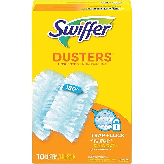 Swiffer Refill Dusters, Dust Lock Fiber, Light Blue, Unscented, 10/Box, 4 Box/Carton