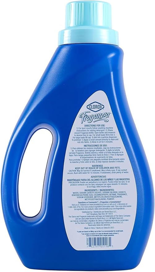 Clorox Fraganzia Liquid Laundry Detergent, Ocean Scent - HE Compatible for All Front and Top Load Washing Machines, Light Crisp Beachy Fragrance, 26 Loads per Bottle, 40 Fl Oz - 6 Pack