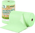 Microfiber Cleaning Cloths Roll, 75 Pack Tear Away Microfiber Towels Roll, 12" x 12" Lint Free Rags, Reusable Cleaning Cloths, Washable, Scratch Free,Ultra Absorbent Dish Rags(Green)