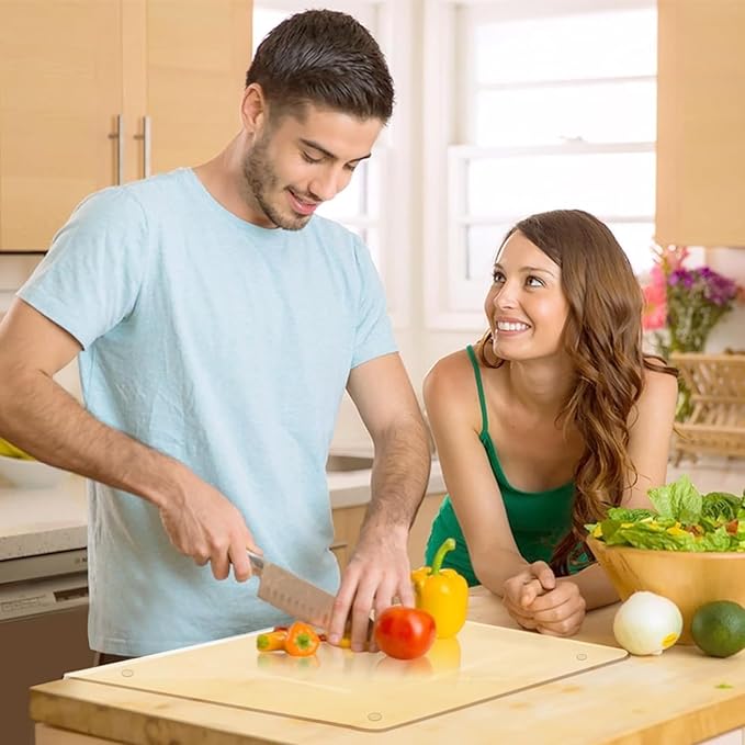 Acrylic cutting board with counter lip, 24 x 18 clear cutting board for countertop, one of the game-changing kitchen essentials, the non-slip cutting boards for kitchen by Moooope (Clear, X-Large)