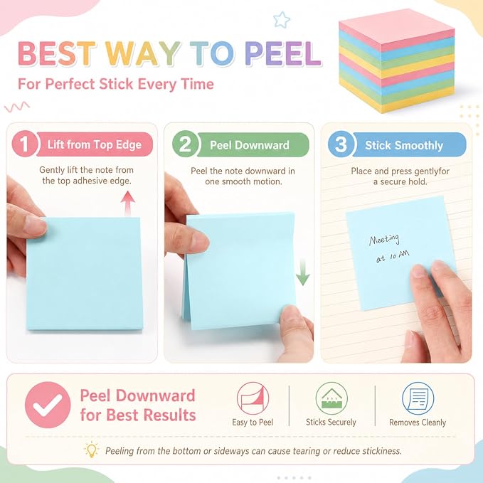 Fainne 240 Pack Sticky Notes Bulk 3 x 3 inch Self Stick Note Pads Multicolor Paper Memo for Office School Supplies Student Teacher Classroom Back to School Essentials, 50 Sheet/Pad (Simple Color)