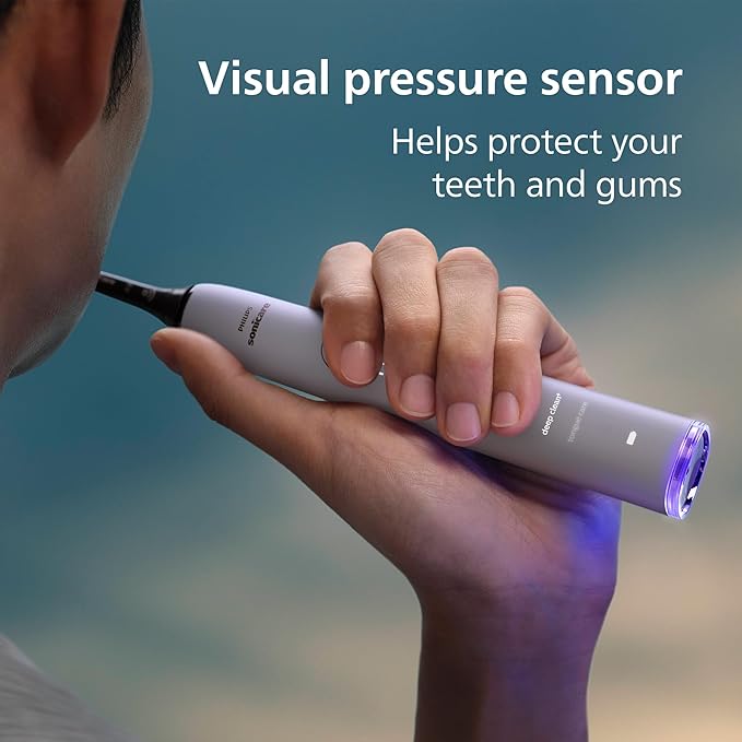Philips Sonicare DiamondClean Smart 9500 Electric Toothbrush - Sonic Toothbrush with App, Pressure Sensor, 15 Brushing Settings, Replacement Reminder, USB Charging Travel Case, Grey, Model HX9923/41