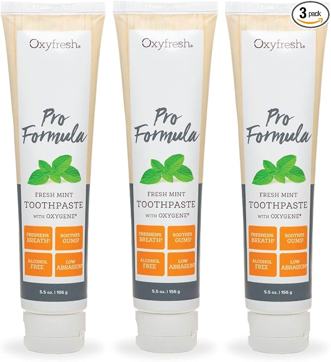Oxyfresh Pro Formula Fresh Mint Toothpaste – Sensitive Teeth & No Flouride | Gentle Low Abrasion – Cosmetic Fluoride Free Formula – Perfect for Sensitive Teeth and Gums with Natural Mint Essential Oil