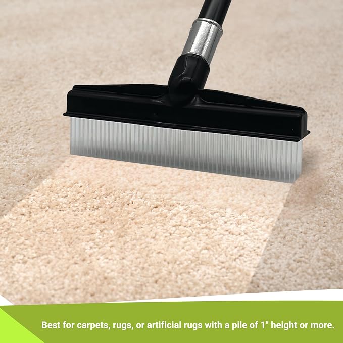 Small Room Groom Carpet Rake, 11" Handle, Portable Carpet Brush for Pet Hair, High Pile Rugs, Stairs, Furniture & Artificial Turf, Compact Groomer Tool