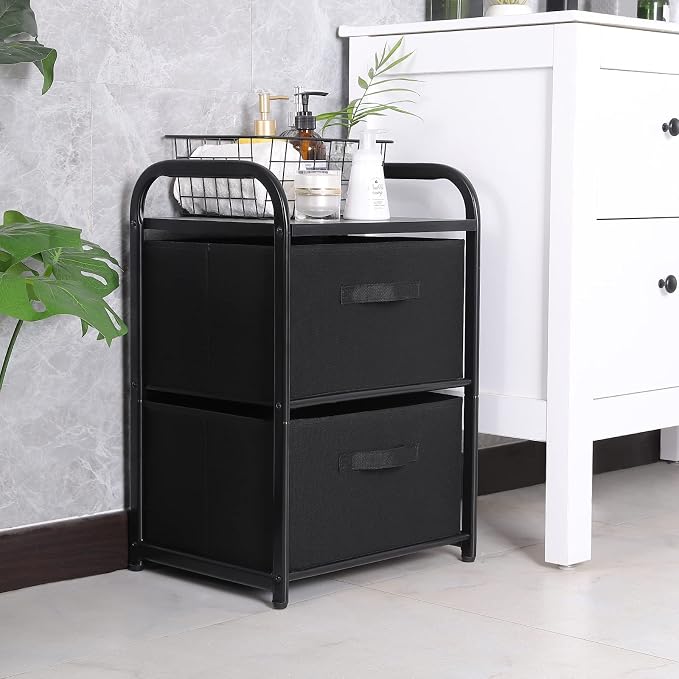 MAX Houser Dresser for Bedroom with 2 Drawers, Wide Chest of Drawers, Fabric Dresser, Storage Organizer Unit with Fabric Bins for Closet, Living Room, Hallway, Nursery,Black | Wide Chest of Drawers, Fabric Dresser, Storage Organizer Unit with Fabric Bi...