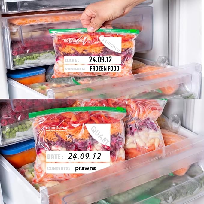 BEIDOU-PAC Slider Quart Food Storage Freezer Bags with Stand-Up Bottom, 300 Count | 2 Mil | 8 IN x 5.9 IN x 2.3 IN, Freshness Easy Open Reclosable Clear Plastic Bags(Slider-quart-300count)