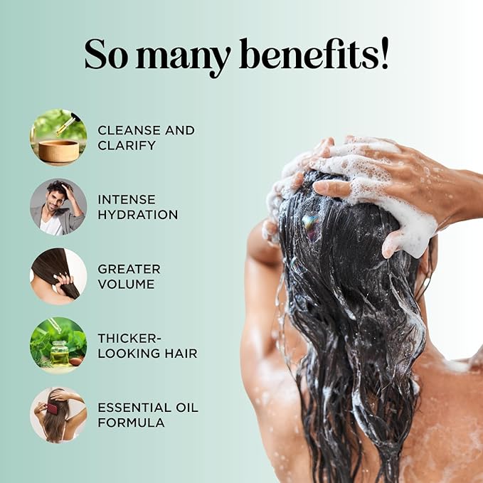 Volumizing Biotin Shampoo and Conditioner Set - Rosemary Shampoo and Conditioner for Thinning Hair Care with Tea Tree & Coconut Oil - Color Safe - Paraben Silicone & Sulfate Free (25 Fl Oz Each)
