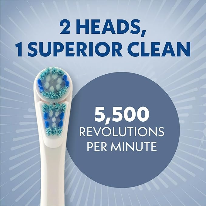 Spinbrush Smart Clean Electric Toothbrush for Adults – Value Pack 2 Brushes + 2 Replacement Heads, Battery Powered, Removes Plaque, Reduces Stains 50%, 2-Min Auto Shutoff, Soft Bristles