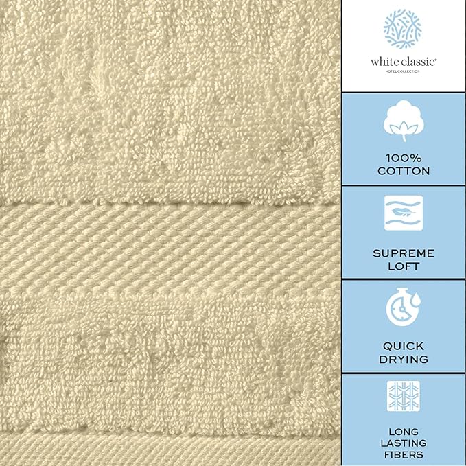 White Classic Luxury Soft Beige Bath Sheet Towels - 650 GSM Cotton Luxury Bath Towels Extra Large 35x70 | Highly Absorbent and Quick Dry | Hotel Collection Extra Large Bath Towels Oversized, 2 Pack