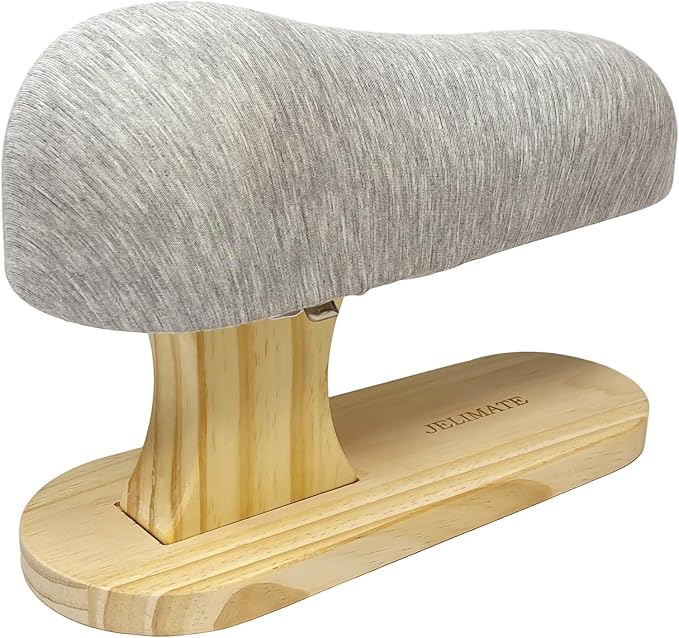Tailor's Small Ironing Board, Pressing Board with Cotton Cover & Solid Wood Base, Compact Padded Board for Curved Seams, Sleeves, Cuffs and Bodices