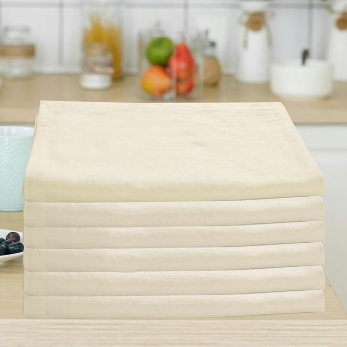 Urban Villa Kitchen Towels Cotton Dish Towels 27”x27” (Set of 4) Ivory