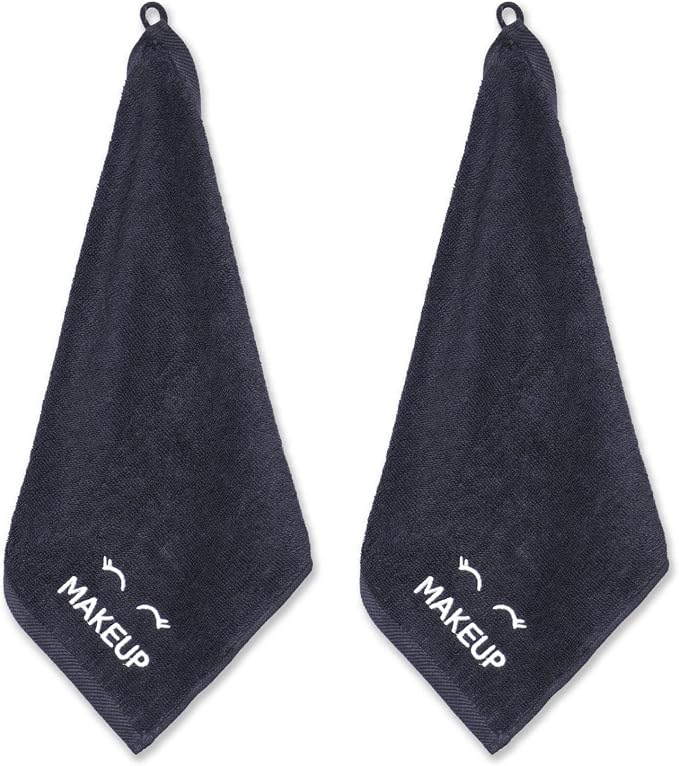 White Classic Bleach Safe Black Makeup Washcloths for Face Cleansing, 6 Pack - Super Soft Luxury Cotton Black Makeup Towels, Highly Absorbent and Quick Dry, All Makeup Remover Cloth | 13 x 13