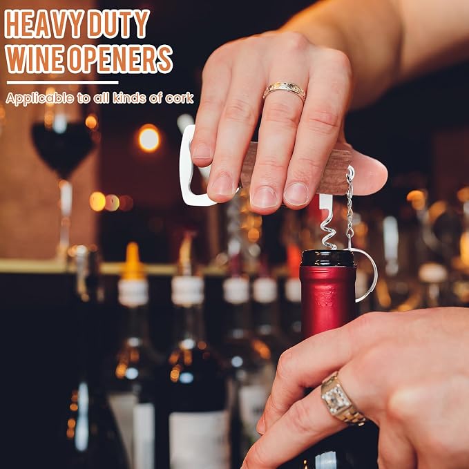 Ziliny 24 Pcs Bottle Opener Keychain Bulk Wine Bottle Beer Opener Keychain 3.27" Stainless Steel Corkscrew Waiter Corkscrew Wine Keyring Gifts for Christmas Bar Party Wedding Home (Redwood Color)