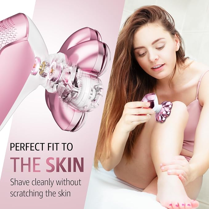 SHPAVVER Electric Razors for Women Legs: Rechargeable Electric Shavers for Body - Waterproof Wet Dry Hair Remover for Lady Face Underarms Public (Glossy Pink)