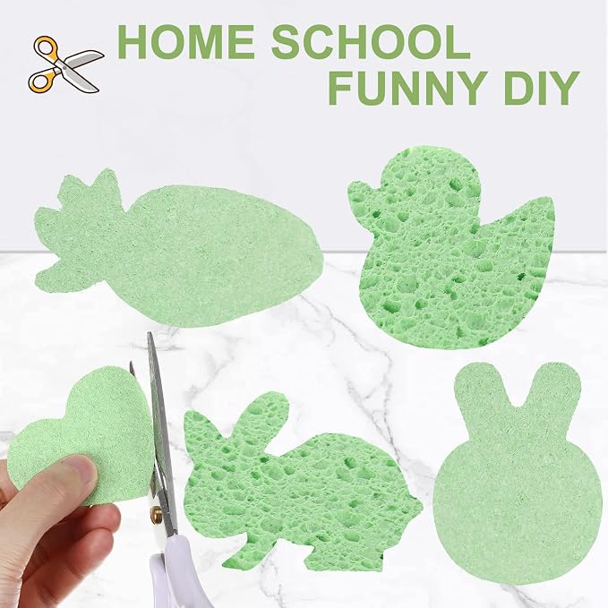 Zhengmy 100 Pieces Sponges Bulk Sponges Kitchen Compressed Sponge Natural Dish Sponge Compressed Wood Pulp Cleaning Without Scratching for Kitchen Bathroom, 3.9 x 2.4 x 0.12 Inch (Green)