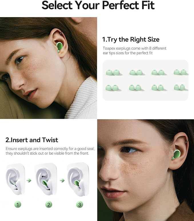 45dB Ear Plugs for Sleeping Noise Cancelling Ear Plugs for Noise Reduction & Snoring, Concerts, Earplugs for Sleep,Sider Sleepers Airplane, Silicone Earplugs Reusable Concert Ear Plug