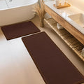 IM HOME Waffle Bath Mat Set 2 Piece Brown,Woven Modern Bath Rug Mats, Absorbent Non Slip Bath Floor Mat, Soft Washable Boho Bath Rugs with Tassels for Bathroom, Bedroom, Kitchen,Tub