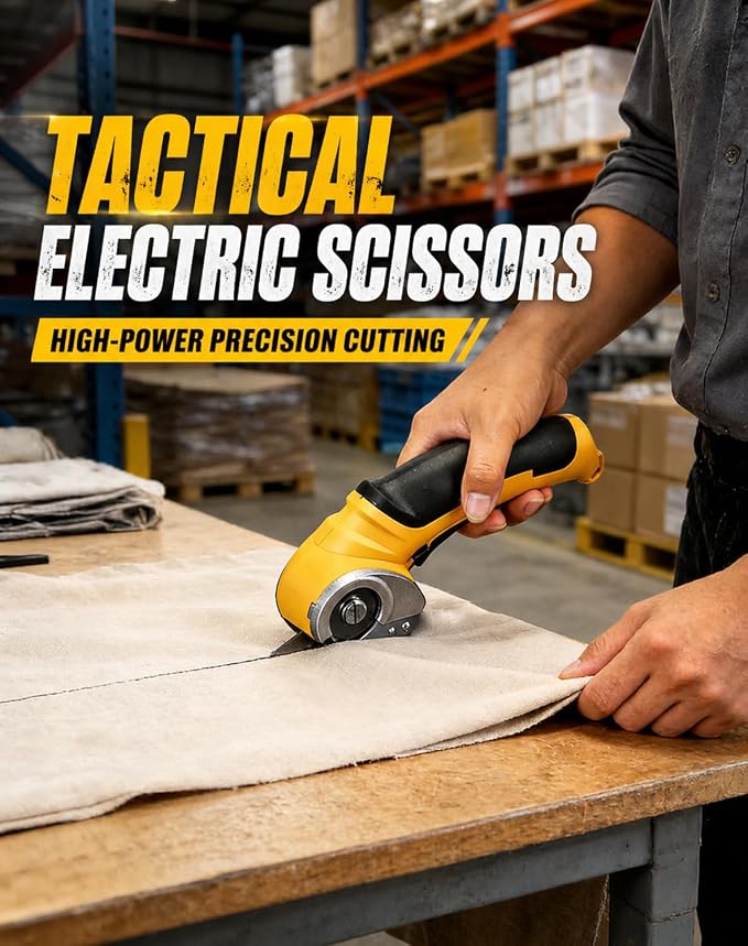 Tactical Electric Scissors - 2026 Cordless Rechargeable Cutting Tool, Heavy Duty Power Scissors for Fabric, Cardboard, Carpet, Plastic & Leather, Ergonomic Precision Electric Cutter (1PCS)