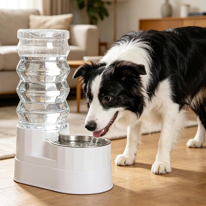 RIZZARI 9L Elevated Dog Water Dispenser: Large Capacity Wide Mouth | Filtered Hydration Design/Senior & Large Dogs / Dishwasher Safe Stainless Steel Bowl /Anti Splash Base/ Multi Pet Homes