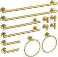 12 Pcs Brushed Gold Bathroom Accessories Set, HOMEMYSTIQUE SUS304 Stainless Steel Bathroom Hardware Set, Bath Towel Bar Set, Toilet Paper Holders, Towel Rings Racks, Robe Towel Hooks