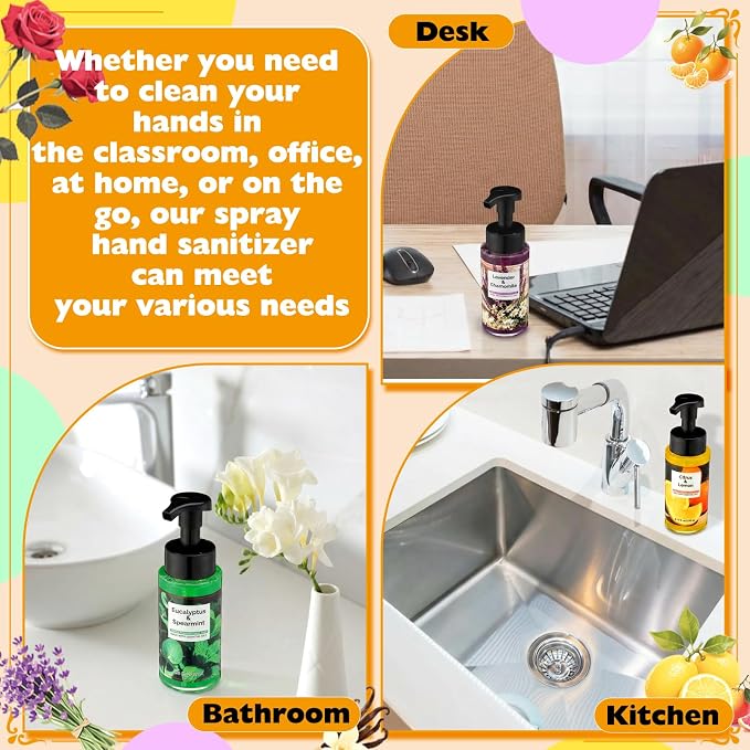 6 Pack Natural Foaming Hand Soap with Pump Care Moisturizing Liquid Fresh Flavor Foam Hand Wash Employee Appreciation Gift for Kitchen Bathroom Family Teacher Doctor 8.75 Fl oz