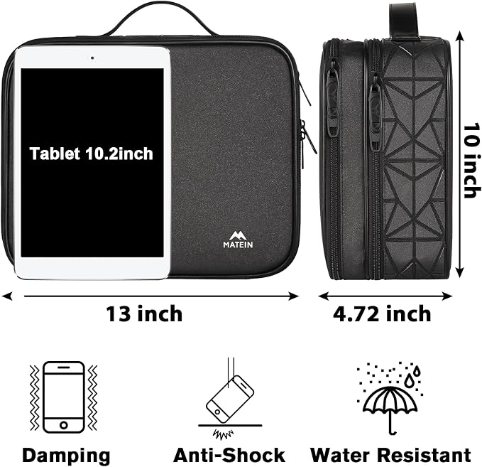 MATEIN Cord Organizer Case with Adjustable Divider, DJ Cable File Bag for DJ Gear, Sound Instrument and Music Equipment Accessories, Shockproof Portable Double Layer Cord Bags, Black