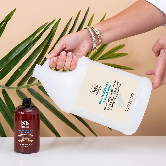 Soapbox Sea Minerals & Blue Iris Hand Soap and Body Wash, 2 in 1 Moisturizing Body & Hand Wash - Clean Ingredients Free of Harsh Chemicals, Sulfates, Parabens & Silicones - 1 Gallon Bottle