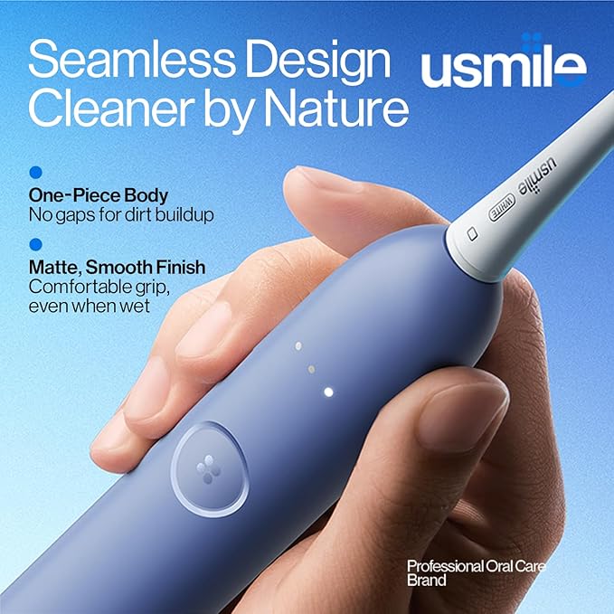 usmile P10S Sonic Electric Toothbrush – 3 Modes Deep Clean & Whitening, 180-Day Battery Life, Cushioned Gum-Care Brush Head for Sensitive Teeth, Smart Timer, 2 Brush Heads (Blue)
